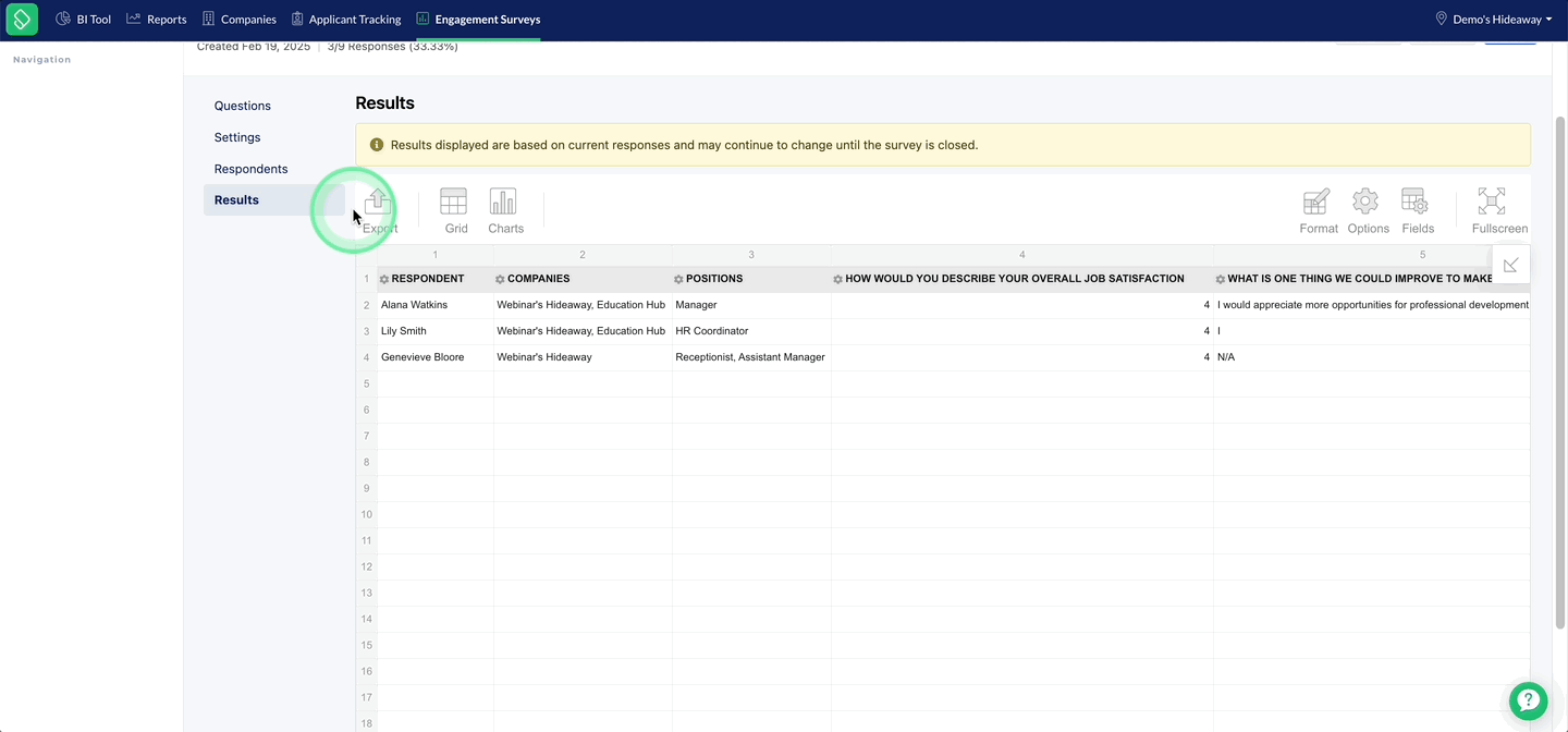 Exporting - Engagement Surveys.gif