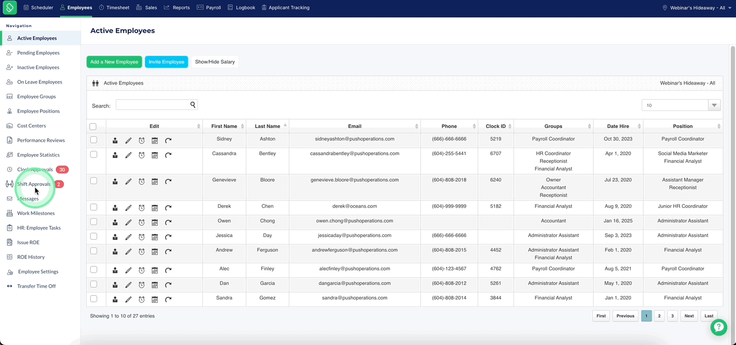 Filter by Direct Reports in Shift Approvals.gif